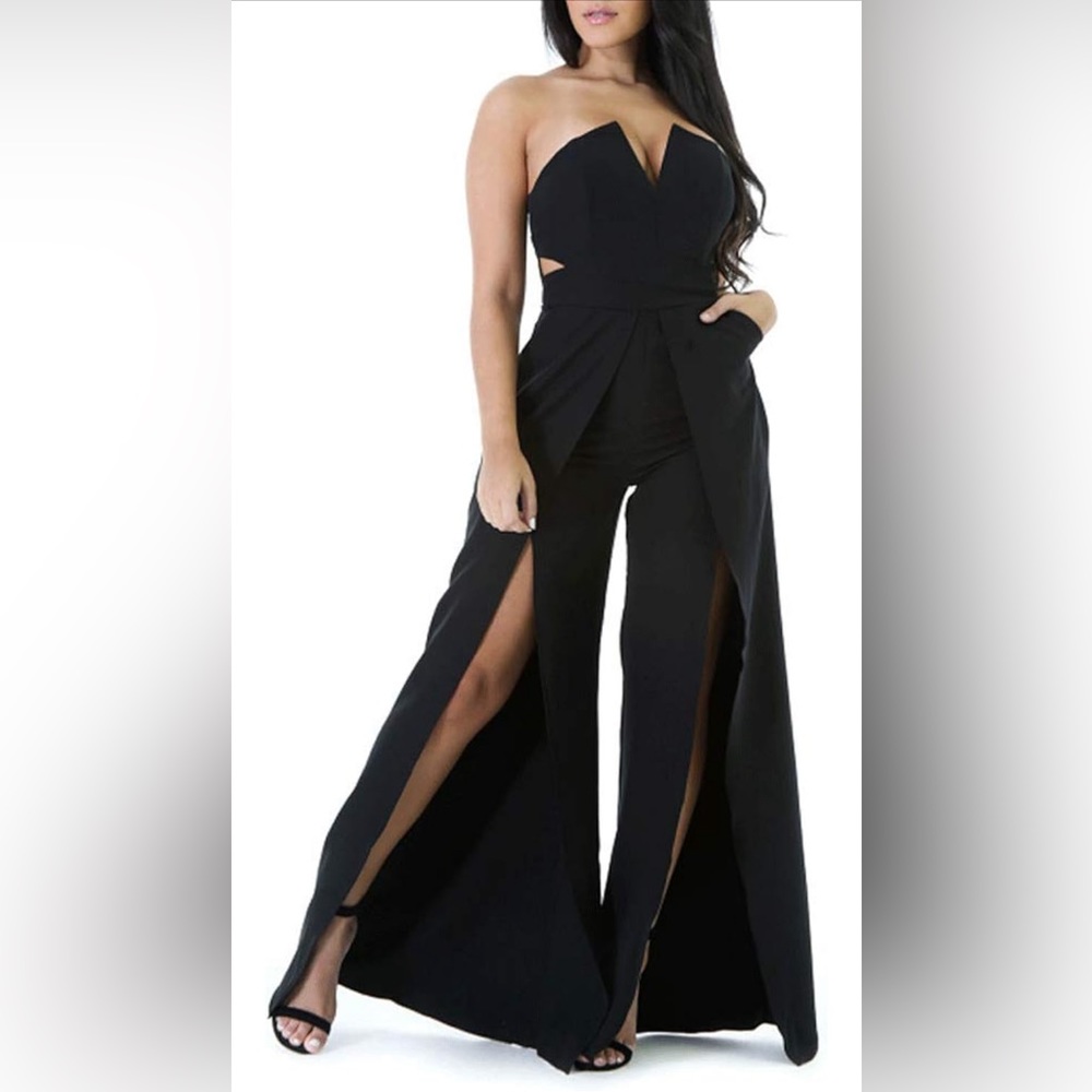 Womens Off Shoulder Sleeveless Jumpsuit/Romper
